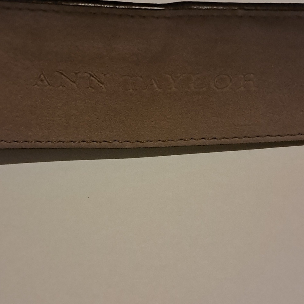 Ann Taylor Women Wide Brown Genuine Leather Belt with Gold Tone Buckle Size M - Picture 5 of 9